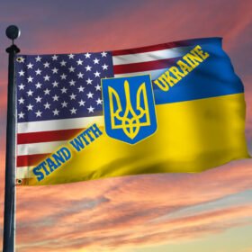 Stand With Ukraine Grommet Flag DDH3334GF