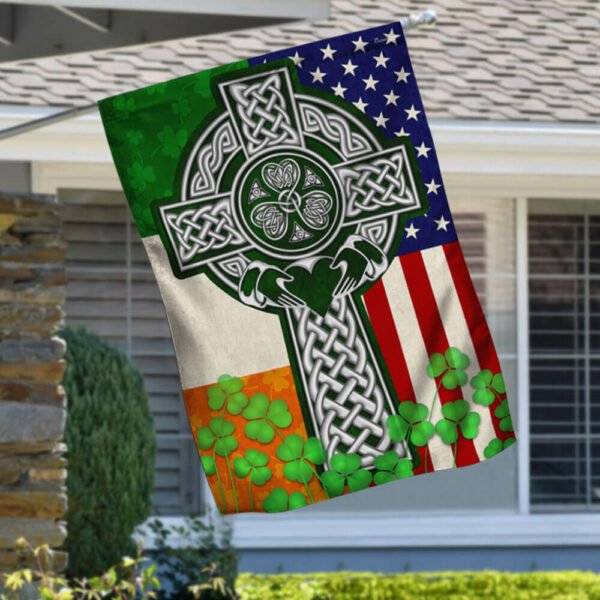 Irish American Flag Irish Celtic Christian Cross Flag THB3706Fv1