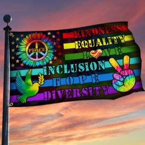 Hippie Grommet Flag Kindness Equality Peace Love Inclusion Hope Diversity MLH2203GF