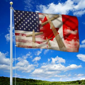 Canada And American Christian Cross Grommet Flag LHA2075GF