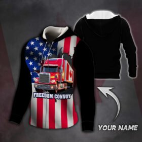 Personalized Zip Hoodie Freedom Convoy 2022 Flag, Truckers For Freedom, Canadian Trucker, Mandate Freedom QNN705ZHCT