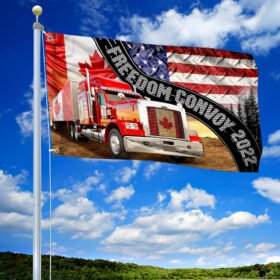 Freedom Convoy 2022 Flag Truckers For Freedom American Canadian Truck TTN499GFv1