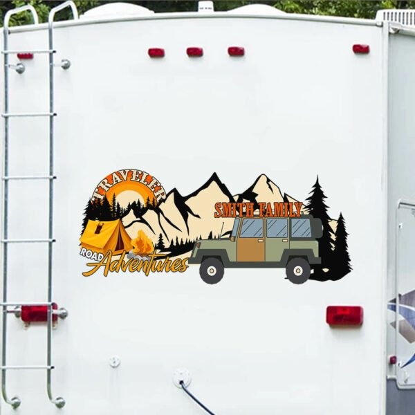 Personalized RV Decals Custom Name Road Adventure RV Wrap Camping Cars Wrap PN2102VWCT