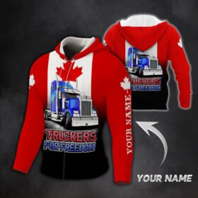 Personalized Zip Hoodie Freedom Convoy 2022, Canadian Trucker, Truckers For Freedom, Mandate Freedom QNN707ZHCT