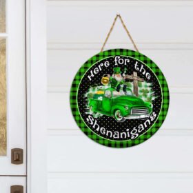 Irish St. Patrick's Day Door Sign Green Round Wooden Sign NTB478WD