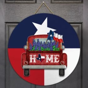 Texas Home Round Wooden Sign DBD3327WD