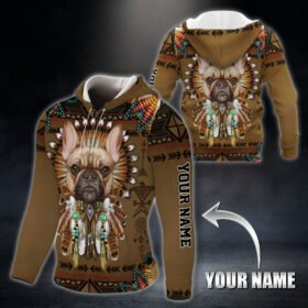 Personalized French Bulldog Native American 3D Zip Hoodie THB2937ZHCTv4