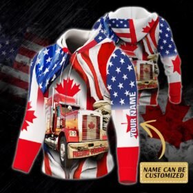 Personalized Truck. Freedom Convoy 2022. Truckers For Freedom. Mandate Freedom American Canadian 3D Zip Hoodie THH3750ZHCTv3