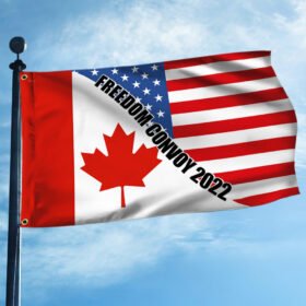 Freedom Convoy 2022 Grommet Flag, Mandate Freedom, Canadian Truckers, Canadian American Flag QNH06GF
