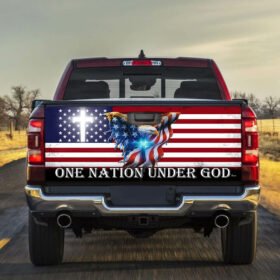 One Nation Under God, American Eagle, Christian Cross Truck Tailgate Decal Sticker Wrap THB3602TDv2