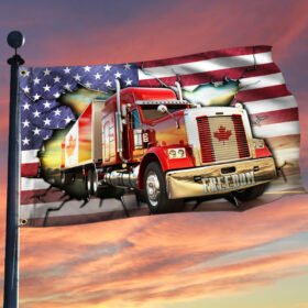 Freedom Convoy America Canada Flag Truckers For Freedom. Mandate Freedom American Canadian Truck Grommet Flag THH3750GFv1