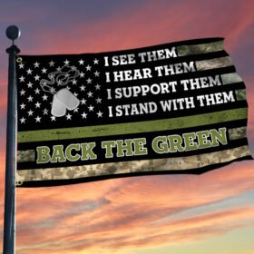 Veteran Flag Back The Green American Veteran Grommet Flag TRH1814GF