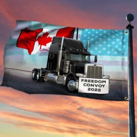 Freedom Convoy 2022 Grommet Flag, Truckers For Freedom, Canadian Trucker, Mandate Freedom, We The Fringe, Canadian American Flag QNG01GF