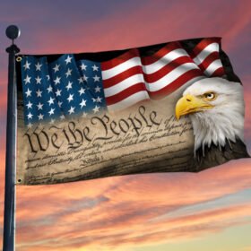 We The People. American Patriot, American Eagle Grommet Flag THN3777GF