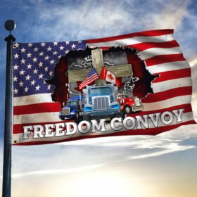 Freedom Convoy Flag Freedom Convoy 2022 Canadian Trucker Mandate Freedom American Canadian Grommet Flag TRH1816GF