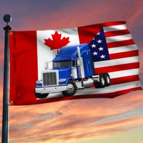 Freedom Convoy 2022 Grommet Flag, Truckers For Freedom, Canadian Trucker, Canadian American Flag QNN703GF
