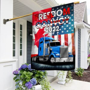 Freedom Convoy 2022 Flag Truckers For Freedom American Canadian Truck Flag THN3747Fv2