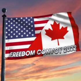 Freedom Convoy Flag Truckers For Freedom Canadian Trucker Mandate Freedom Grommet Flag TRL1787GF
