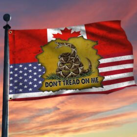 Don't Tread On Me Canadian American Grommet Flag, Freedom Convoy 2022, Truckers For Freedom, Canadian Trucker, Mandate Freedom QNH05GF