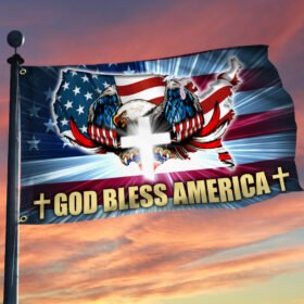 Eagle Cross Grommet Flag God Bless America DDH3341GF