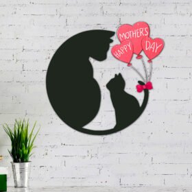 Happy Mother's Day Hanging Metal Sign Black Cat Family NNT496MS