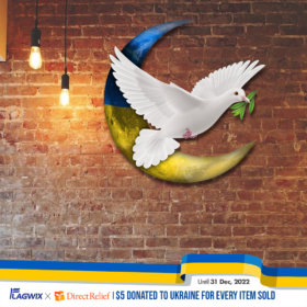 Peace For Ukraine Hanging Metal Sign, White Dove On The Moon Ukraine QNK1103MSv1