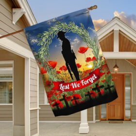 Soldier Anzac Day Rosemary Wreath Remembrance Flag DHP3461F