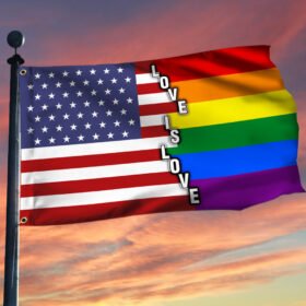 LGBT Pride Grommet Flag, Love Is Love QNK1097GFv1