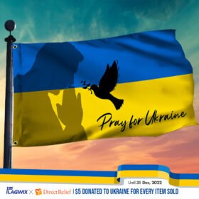 Ukraine Flag Pray For Ukraine Dove Peace Grommet Flag TRV1944GF