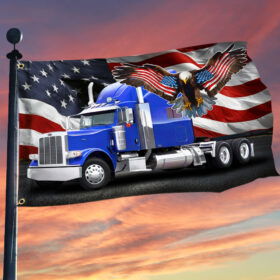 Semi Trailer Truck American Truck. Patriot Trucker American Eagle Grommet Flag THN3712GFv2