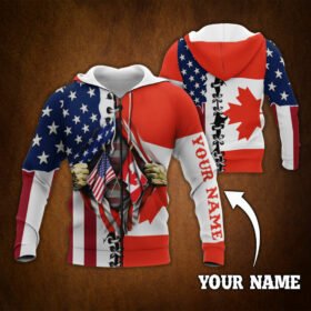 Personalized Canadian American Zip Hoodie Custom Text DDH2869ZHCTv5