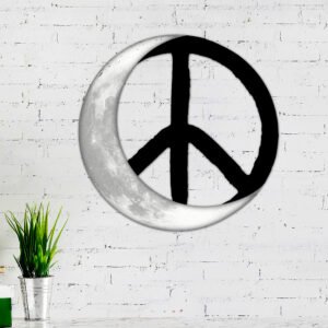 Hippie Peace Sign Crescent Moon Hanging Metal Sign DHP3347MS