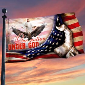 One Nation Under God. Jesus Christian American Flag THN2246GF1
