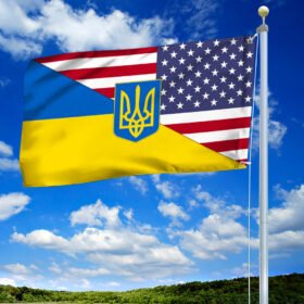 Ukrainian Flag American Ukrainian Grommet Flag TRL1871GFv1