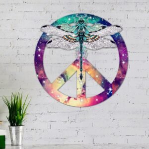 Hippie Peace Dragonfly Hanging Metal Sign DBD3348MS