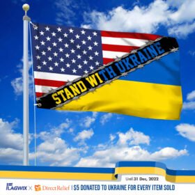 Stand With Ukraine, America Ukraine Grommet Flag THB3781GF