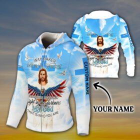 Personalized Zip Hoodie God Jesus Christ Way Maker Miracle Worker Promise Keeper Custom Name LHA2123ZHCT