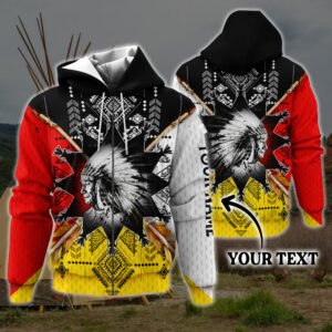 Personalized Zip Hoodie Native American Indigenous Chief Custom Text LHA2130ZHCT