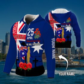 Personalized Zip Hoodie Anzac Day Australia Lest We Forget 25 April We Will Remember LNH050ZHCT
