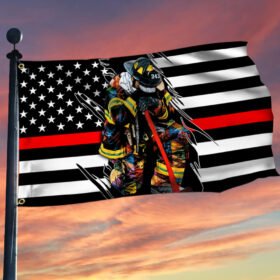 9 11 Never Forget Firefighter Grommet Flag 20th Anniversary Of September 11 Firefighter Flag Thin Red Line NNT475GF
