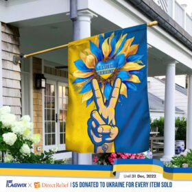 Ukraine Peace Sign Victory I Love Ukaraine Flag NNT458F