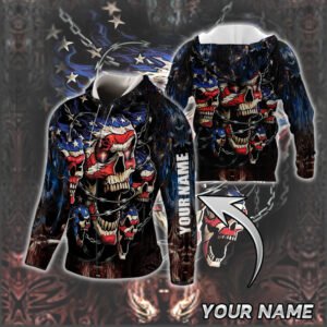 Personalized Skull 3D Zip Hoodie Fire NTB302ZHCT