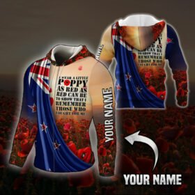 Personalized New Zeland Anzac Day. Lest We Forget. I Wear Red Poppy 3D Zip Hoodie NTB587ZHCTV2