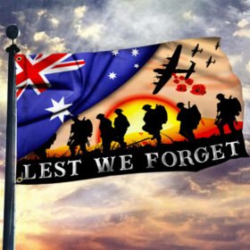 Australia Flag. Lest We Forget. Anzac Day. Poppy Grommet Flag NTB569GF