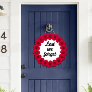 Veteran Door Hanger Remembrance Poppy Lest We Forget Door Sign TRV1868WD