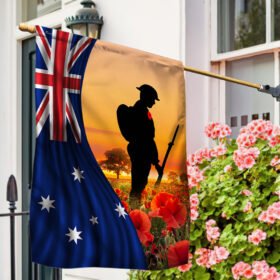 Veteran Flag Anzac Day Remembrance Poppy Australian Veteran Flag TRV1837Fv1