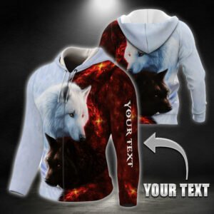 Personalized Ying Yang Wolf 3D Zip Hoodie THB3765ZHCT