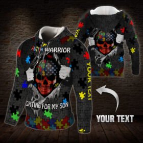 Personalized Autism Warrior Fighting For My Son. Autism 3D Zip Hoodie THN3793ZHCT