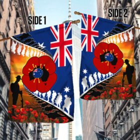 Lest We Forget. Poppy Veteran Anzac Day. Australian Flag THB3801F