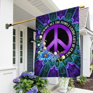 Hippie Flag Flower Child Imagine All The People Living Life In Peace Flag TRH1871F